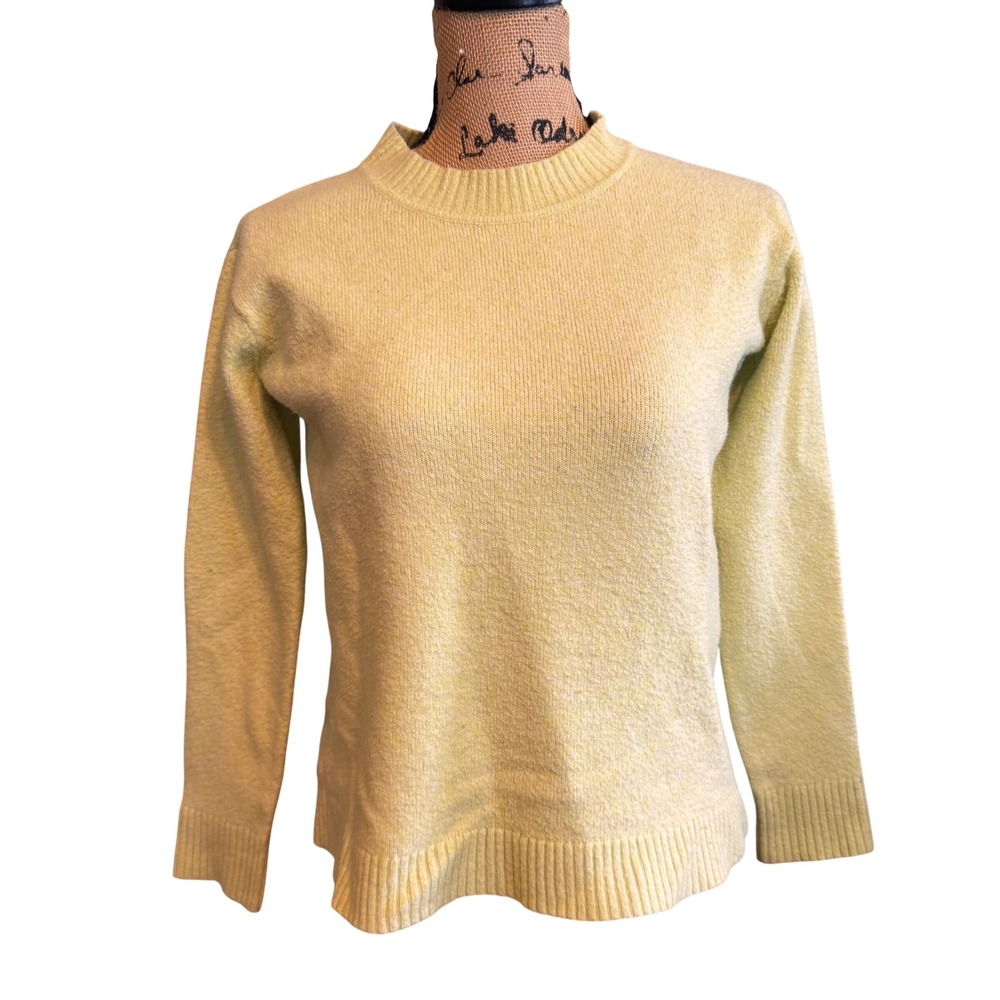 LOFT Womens Knit Mock Neck Soft Cozy Comfy Pullover Sweater Yellow Small